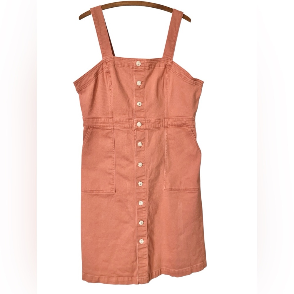 Universal Thread Overall Dress Size 16 Jumper Denim Peach Spring Summer